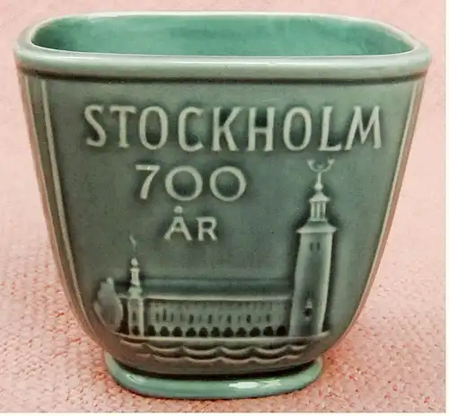 Mini-Andenken-Vase aus Keramik - 700 Jahre Stockholm - 1253-1953  