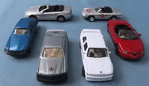 6 Spielzeugautos / Modellautos - Wohl 1980er / 1990er Jahre