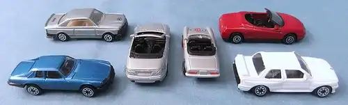 6 Spielzeugautos / Modellautos - Wohl 1980er / 1990er Jahre