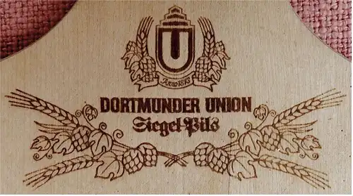 Küchenbrett aus Holz - Aufschrift : Dortmunder Union Siegel-Pils