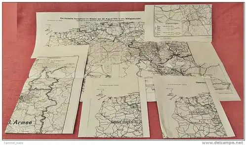 Weltkrieg 1914-1918 , --- 7 große Kopien --- Stellungskarten Westfront ( Frankreich )