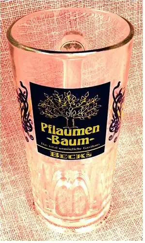 Bierkrug aus Glas - 0,5 Liter - Pflaumenbaum - Beck`s Bier 