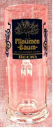 Bierkrug aus Glas - 0,5 Liter - Pflaumenbaum - Beck`s Bier 