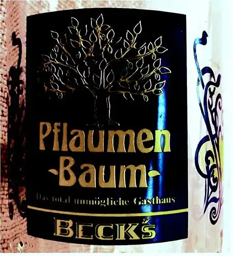 Bierkrug aus Glas - 0,5 Liter - Pflaumenbaum - Beck`s Bier 