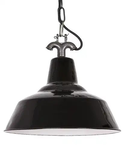 The model JENSEN is a design classic which was introduced during the era of Bauhaus in Germany. The surface of the lamp was carefully cleaned from rust and then protected with a fresh layer of black and white paint. The genuine iron cast tab was cleaned a