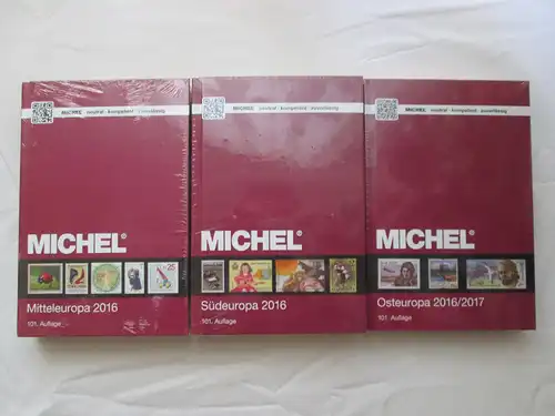 1.) MICHEL Europa-Katalog - Band 1 Mitteleuropa 2016 (OVP) + 2.) MICHEL Europa-Katalog - Band 3 Südeuropa 2016 (OVP) + 3.) MICHEL Europa-Katalog - Band 7 Osteuropa 2016/2017 (OVP)