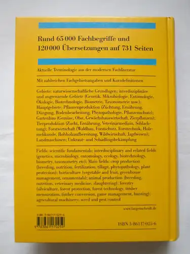 Langenscheidts: Fachwörterbuch Landwirtschaft Forstwirtschaft Gartenbau - Deutsch-Englisch
