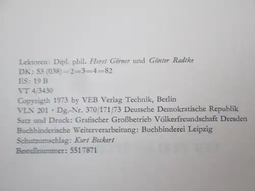 VEB Verlag Technik: Technik-Wörterbuch Physik - englisch - deutsch + französisch + russisch (1.) A-M + 2.) N-Z + 3.) Register)
