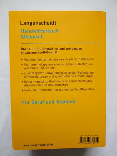 Langenscheidt: Handwörterbuch - Albanisch. 