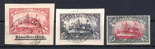 Dt. Kol. Marshall-I.  Nr 22 24 25 Rundstempel (Datum und/oder Ort klar)