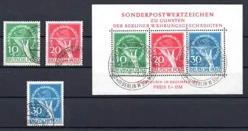 Berlin (West) 1949 Nr Block 1 und 68-70 gestempelt Ersttagssonderstempel