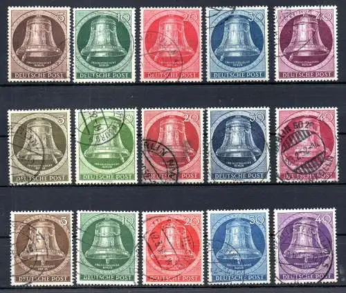 Berlin (West) 1951 , 1953  Nr GLOCKENMARKEN 75-79 82- 86 und 101-105 Gestempelt (Posten)