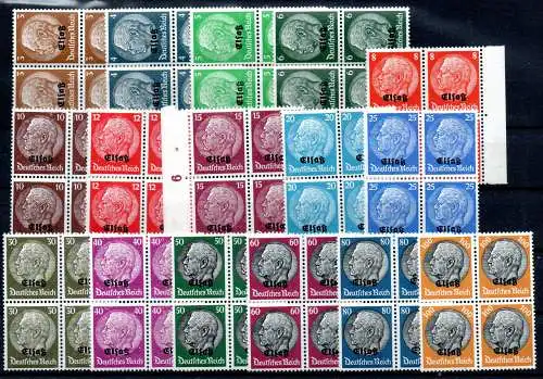 Deutsches Reich 1940 Nr BESETZUNG ELSASS Mi. Nr. 1 - 16 VIERERBLOCKS ! Postfrisch / **