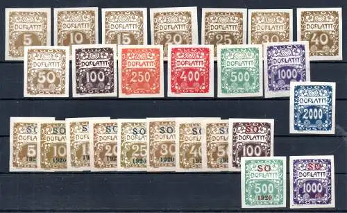 Tschechoslowakei 1919 Nr PORTMARKEN 1-19 und OSTSCHLESIEN PORTO 1 - !! Postfrisch / **