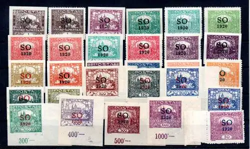 Tschechoslowakei 1920 Nr AUSGABE OSTSCHLESIEN ex MI. NR: 1 - 25 HRADSCHIN Postfrisch / **