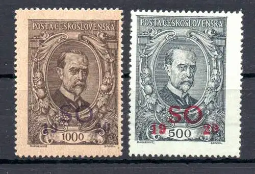 Tschechoslowakei Abst.. Ostschlesien 1920 Nr sehr seltene Mi. Nr. 26-27 Falz / Gummimängel / *