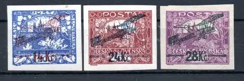 Tschechoslowakei 1920 Nr seltener Satz  FLUGPOSTWERTE  MI. NR. 192 - 194 A Postfrisch / **