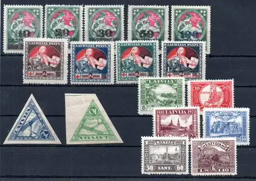 Lettland  Nr vier bessere Ausgaben ab 1920 Postfrisch / **