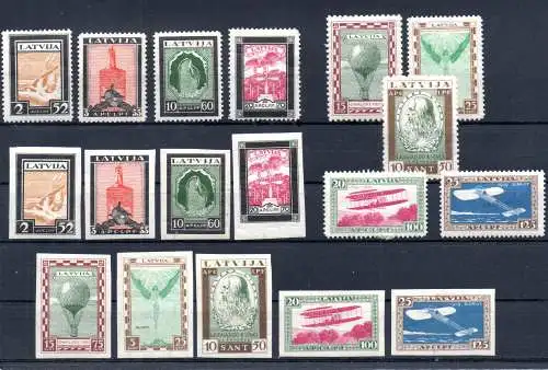 Lettland 1932 , 1933 Nr VIER SELTENE FLUGPOSTSÄTZE HOHER MICHELWERT ! Falz / Gummimängel / *