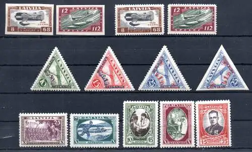 Lettland 1931 , 1932 , 1933  Nr 190 - 92 198-202 und weitere Falz / Gummimängel / *