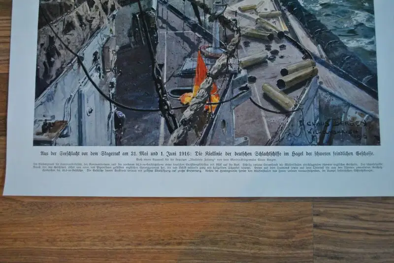 Seeschlacht vor dem Skagerrak XL Kunstdruck von 1916, Claus Bergen. 1