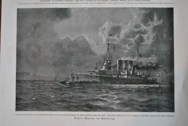 Seeschlacht vor dem Skagerrak XL Kunstdruck von 1916, Claus Bergen. 6