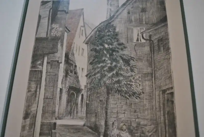 Orginal Zeichnung von Nikolaus Schmidt in einem schönen Rahmen mit Passepartout 2