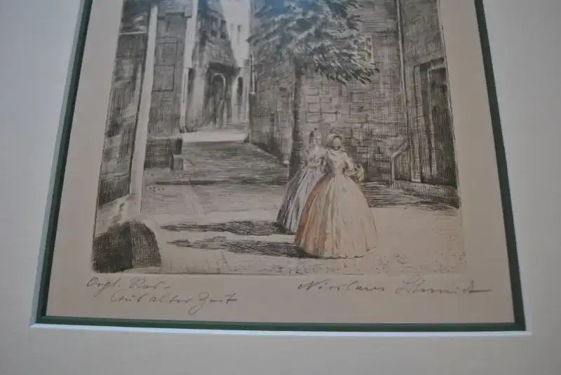 Orginal Zeichnung von Nikolaus Schmidt in einem schönen Rahmen mit Passepartout 3