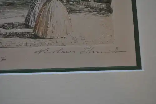 Orginal Zeichnung von Nikolaus Schmidt in einem schönen Rahmen mit Passepartout