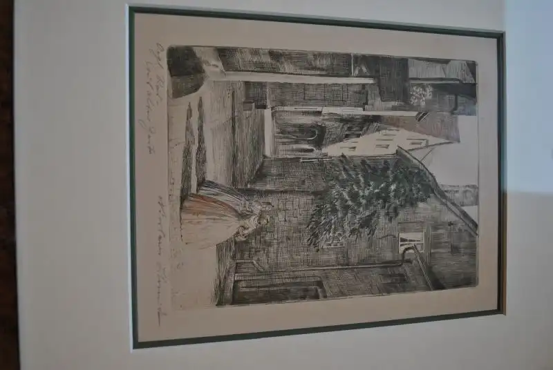 Orginal Zeichnung von Nikolaus Schmidt in einem schönen Rahmen mit Passepartout 9