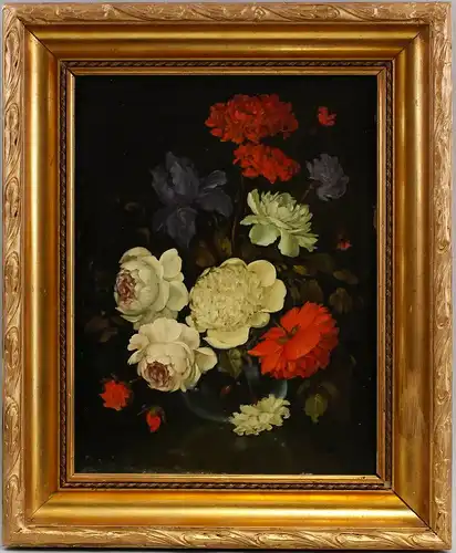 Öl-Gemälde auf Kupfer sign. Ender Blumen-Stillleben in Altmeister-Manier 
