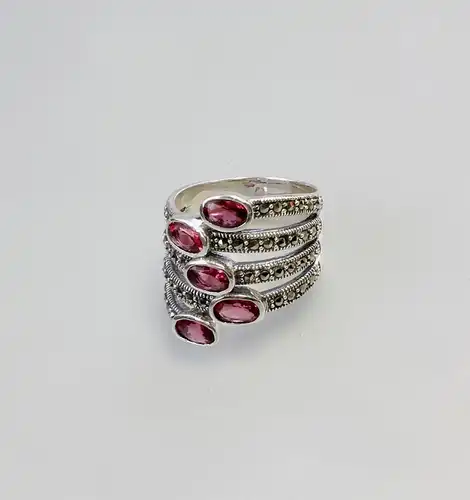 925er Silber roter Zirkonia Stein Ring Markasiten 9907143
