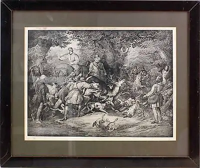 Lithographie Fritz Sonderland Hirschjagd gedruckt bei Vogel Frankfurt 7663025 0