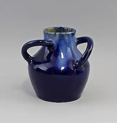 Dreihenkel-Vase Bürgel, Laufglasur in Blau- und Brauntönen 7845038