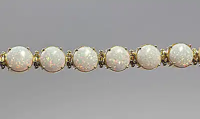 Üppiges Opal-Armband 585er Gold runde Glieder besetzt mit Opaltripletten 7825154