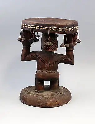 Karyatiden-Hocker Afrika Luba Kongo 20. Jh. Holz geschnitzt 7839003 2