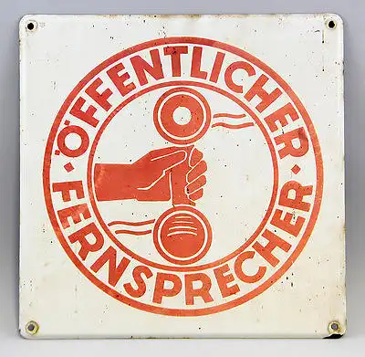 Emailleschild Öffentlicher Fernsprecher um 1940 25475001