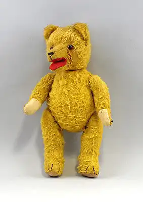 Alter Teddy Teddybär gelbes Mohairfell  