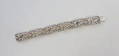 835er Silber Rosen Armband mit grünen Steinen 99825461