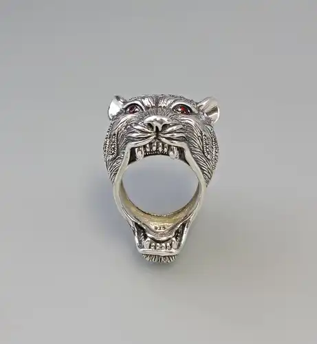 Markasit Ring Panther Kopf 925er Silber 9927439