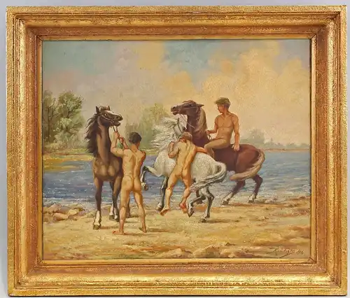 Öl-Gemälde Kopie n. Josef Pieper Reiter am Meer 1946  99860175