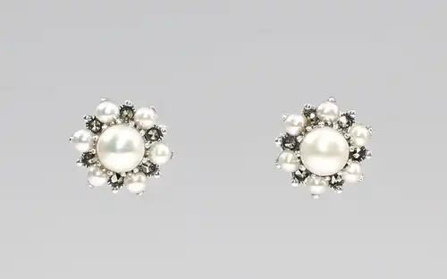 925er Silber Perlen Markasiten Ohrringe Antikstil 9927580