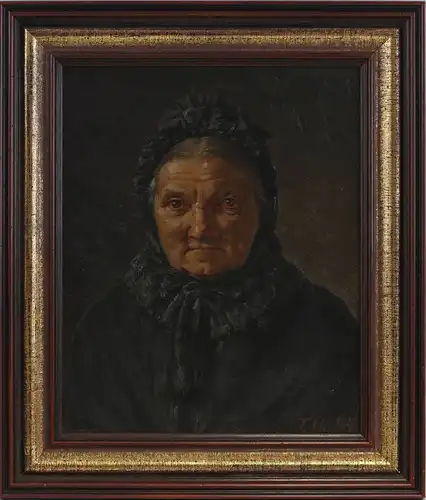 8060127 Öl-Gemälde Monogrammist T.H. 1894 Porträt einer alten Frau
