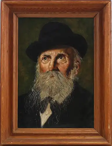 8060118 Öl-Gemälde sign. Schiegl 1905 Porträt eines Rabbiners