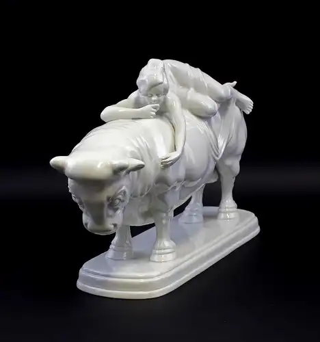 Porzellan Figur Europa auf dem Stier Kämmer Weiß 44x28cm 