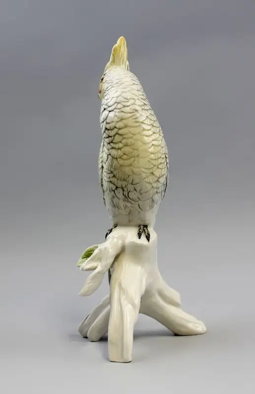 Vogel Porzellanfigur Nymphensittich gelb-weiß Ens H23,5cm 9941552 1