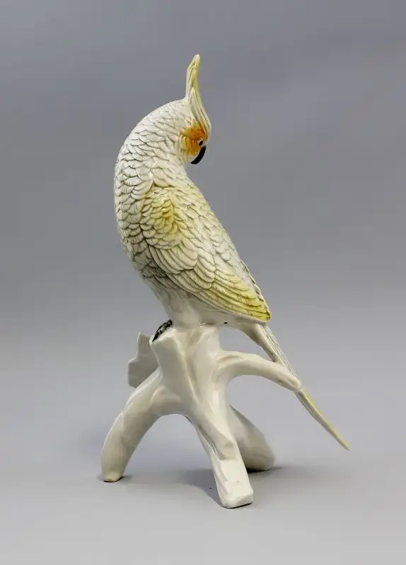 Vogel Porzellanfigur Nymphensittich gelb-weiß Ens H23,5cm 9941552 2
