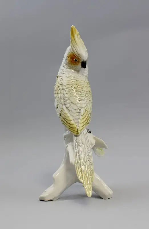 Vogel Porzellanfigur Nymphensittich gelb-weiß Ens H23,5cm 9941552 3