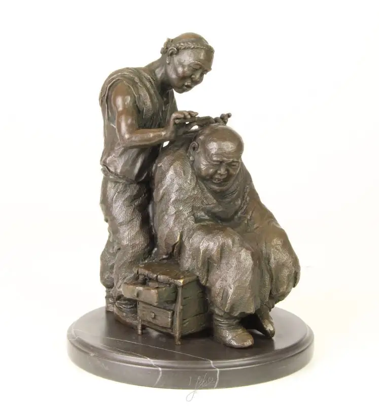 Bronze Skulptur Chinesische Friseur Szene Figuren-Paar neu 99937968-dss 2