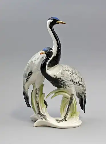 Vogel Porzellan Figur Jungfern-Kranich-Gruppe Ens 17x10x27,5cm 